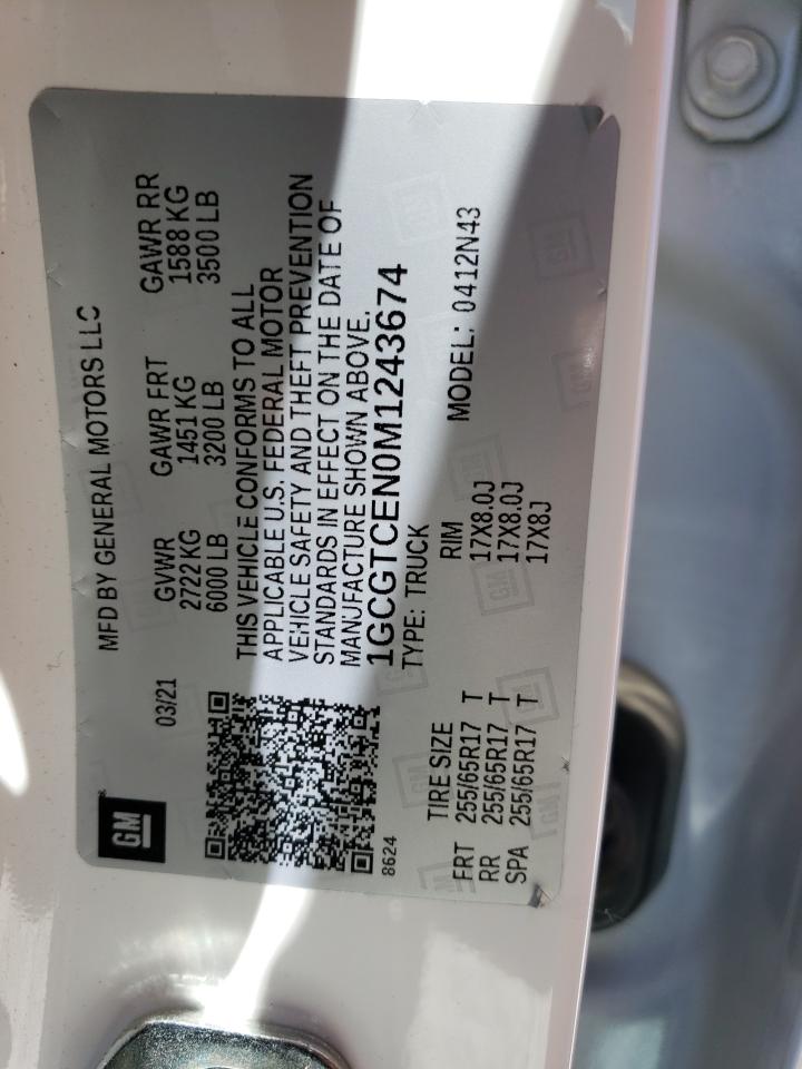 1GCGTCEN0M1243674 2021 Chevrolet Colorado Lt