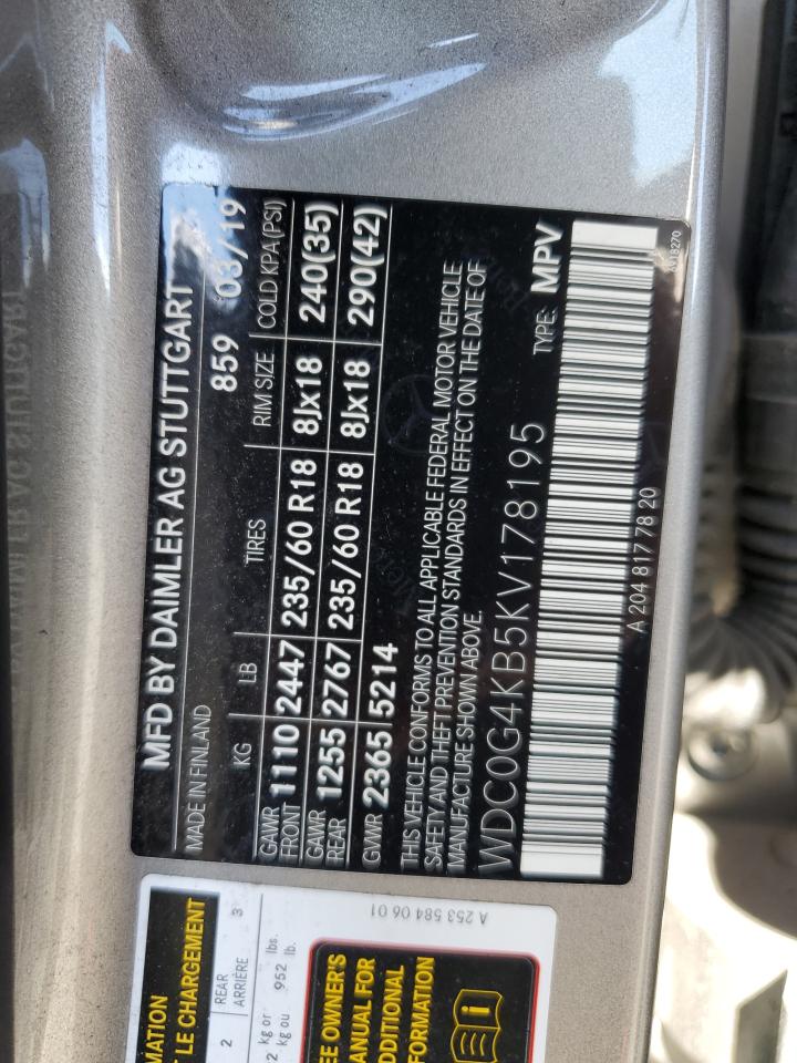 WDC0G4KB5KV178195 2019 Mercedes-Benz Glc 300 4Matic