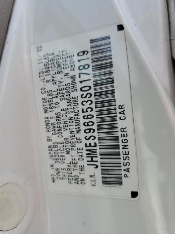 2003 Honda Civic Hybrid VIN: JHMES96653S017819 Lot: 57092914