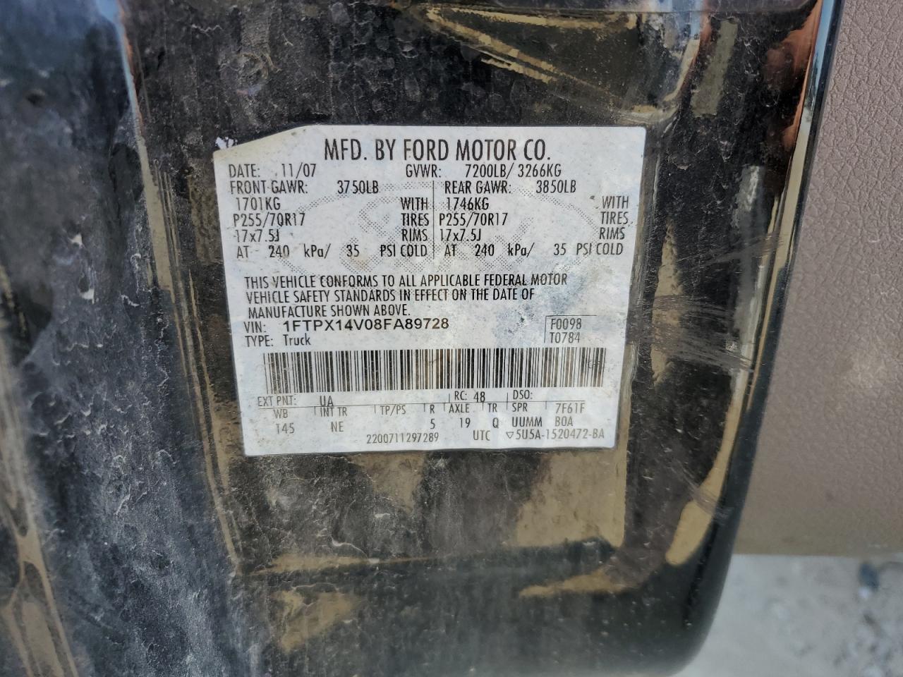 1FTPX14V08FA89728 2008 Ford F150