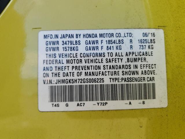 2016 Honda Fit Ex VIN: JHMGK5H72GS006225 Lot: 58253944