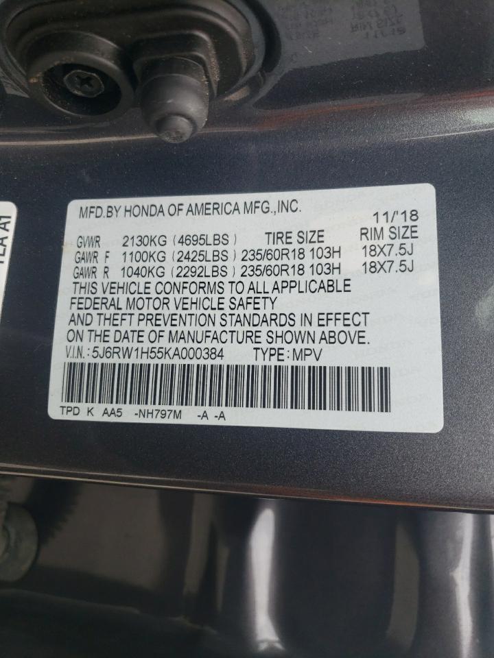 5J6RW1H55KA000384 2019 Honda Cr-V Ex