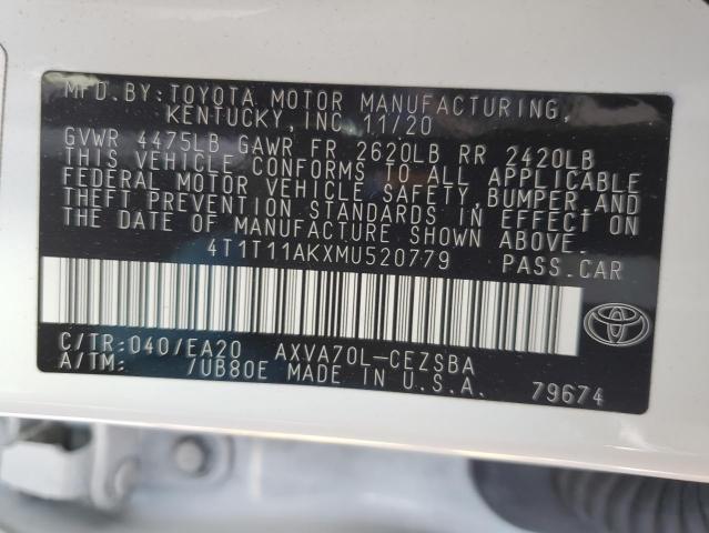 VIN 4T1T11AKXMU520779 2021 Toyota Camry, SE no.12