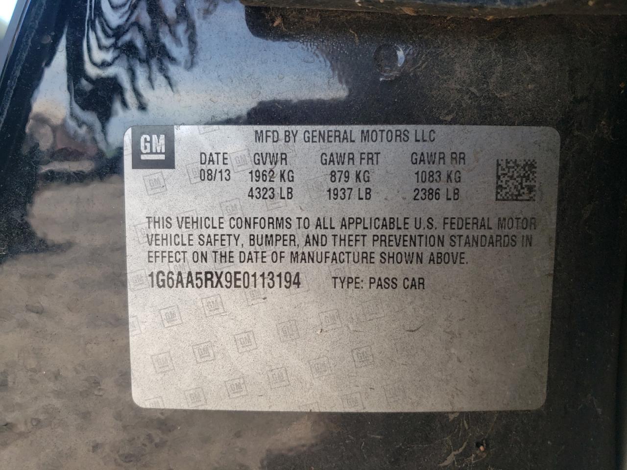 1G6AA5RX9E0113194 2014 Cadillac Ats