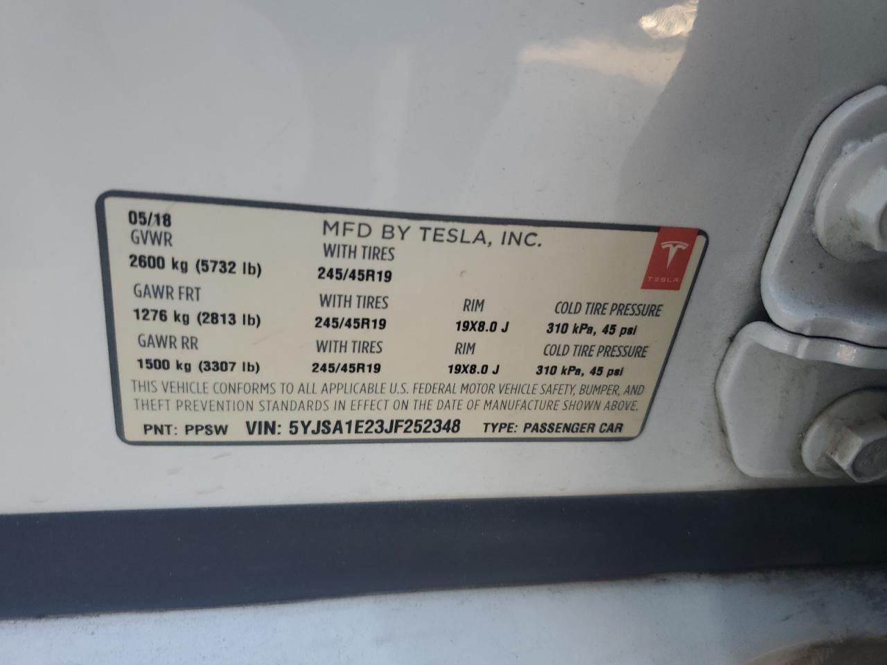 5YJSA1E23JF252348 2018 Tesla Model S