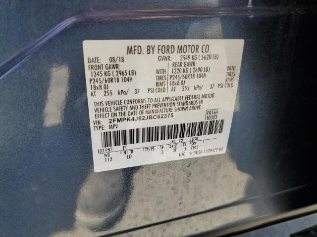 2018 Ford Edge Sel VIN: 2FMPK4J82JBC62375 Lot: 58623934