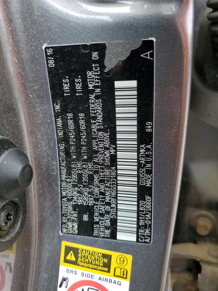 5TDJKRFH6GS331804 2016 Toyota Highlander Xle