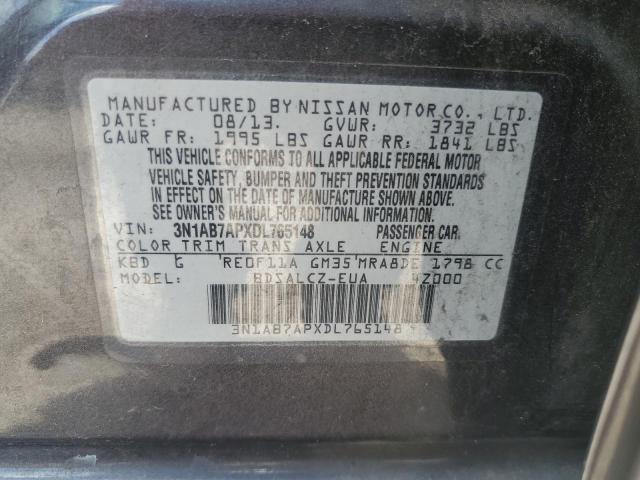 2013 Nissan Sentra S VIN: 3N1AB7APXDL765148 Lot: 59886604