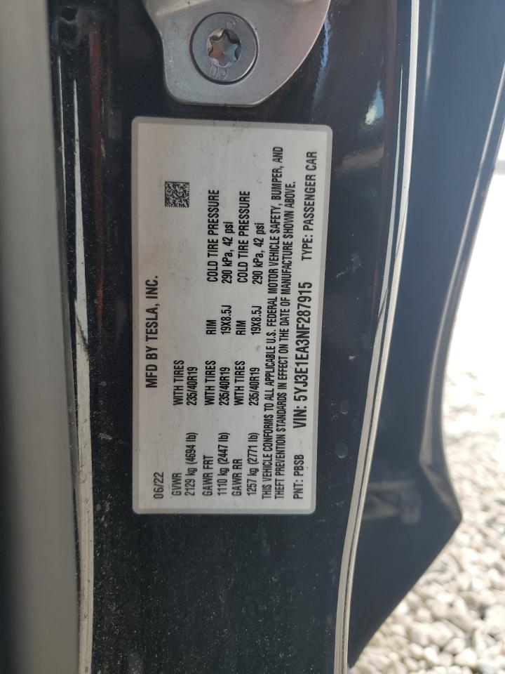 5YJ3E1EA3NF287915 2022 Tesla Model 3