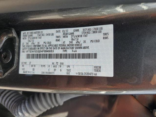 2017 Ford F150 Supercrew VIN: 1FTEW1EG2HFB90053 Lot: 59958734