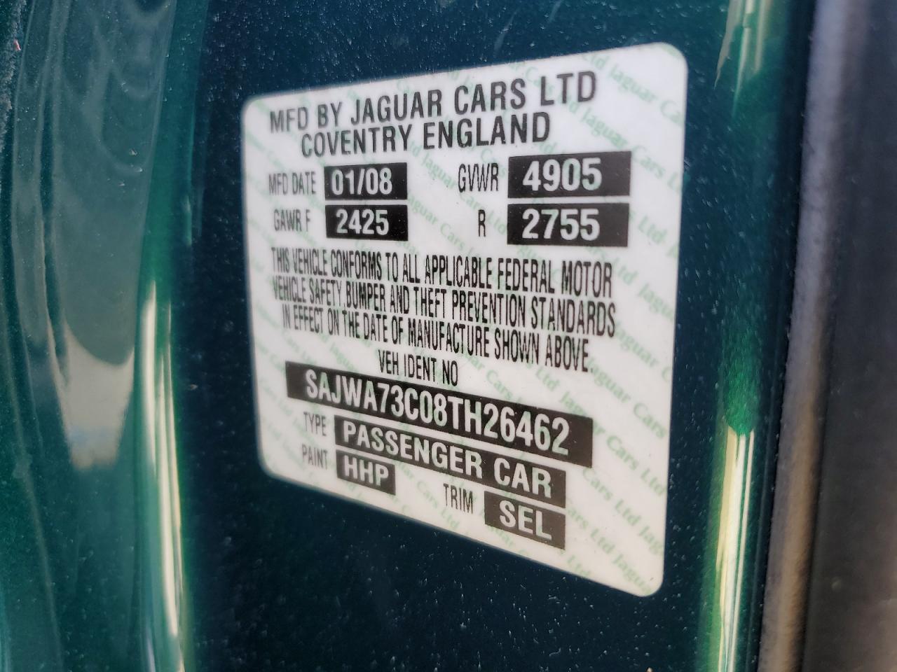 SAJWA73C08TH26462 2008 Jaguar Xjr