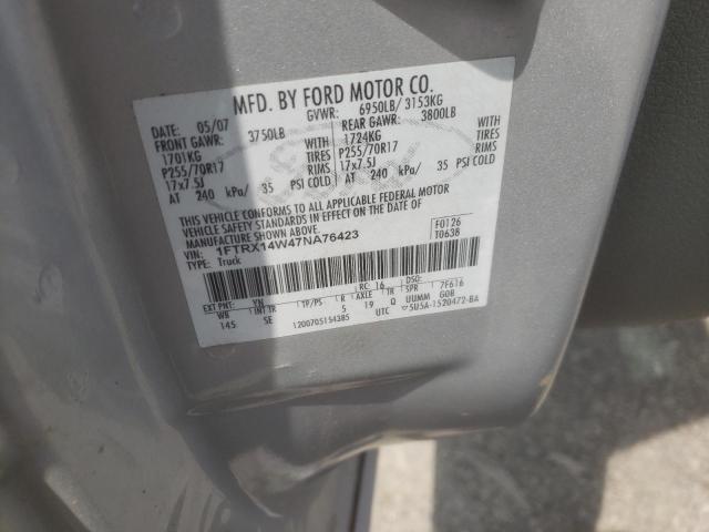 2007 Ford F150 VIN: 1FTRX14W47NA76423 Lot: 57918934