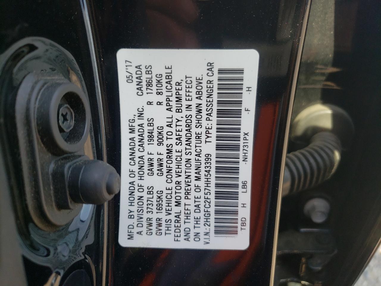 2HGFC2F57HH543399 2017 Honda Civic Lx 2HGFC2F57HH543399 2017 Honda Civic Lx