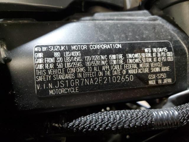 2015 SUZUKI GSX-S750 JS1GR7NA2F2102650