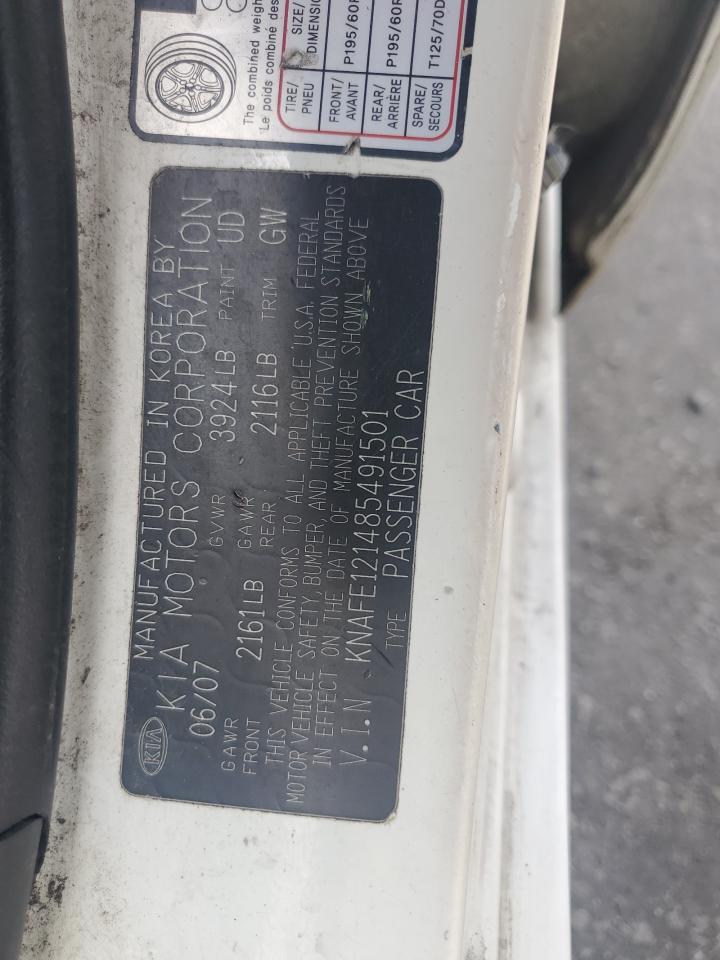 KNAFE121485491501 2008 Kia Spectra Ex