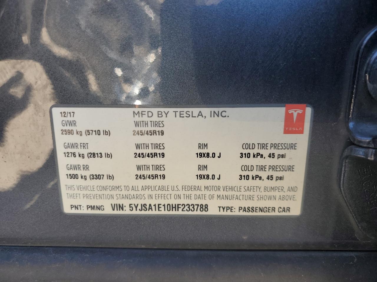 5YJSA1E10HF233788 2017 Tesla Model S