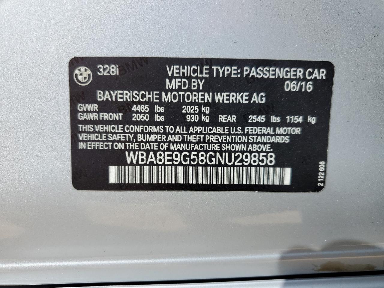 WBA8E9G58GNU29858 2016 BMW 328 I Sulev