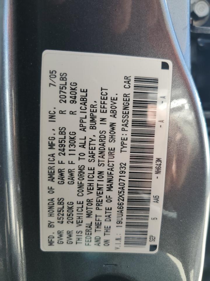 19UUA662X5A071932 2005 Acura Tl