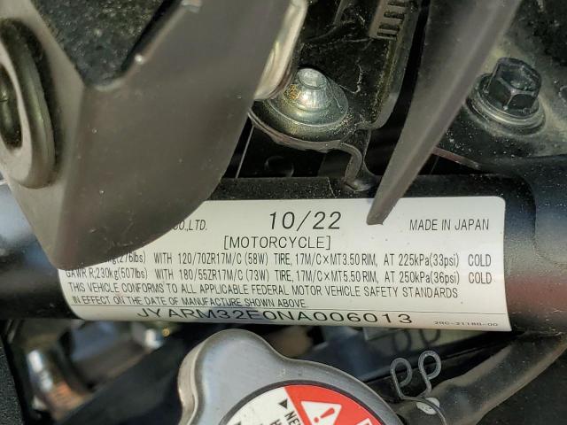 2022 YAMAHA MOTORCYCLE JYARM32E0NA006013