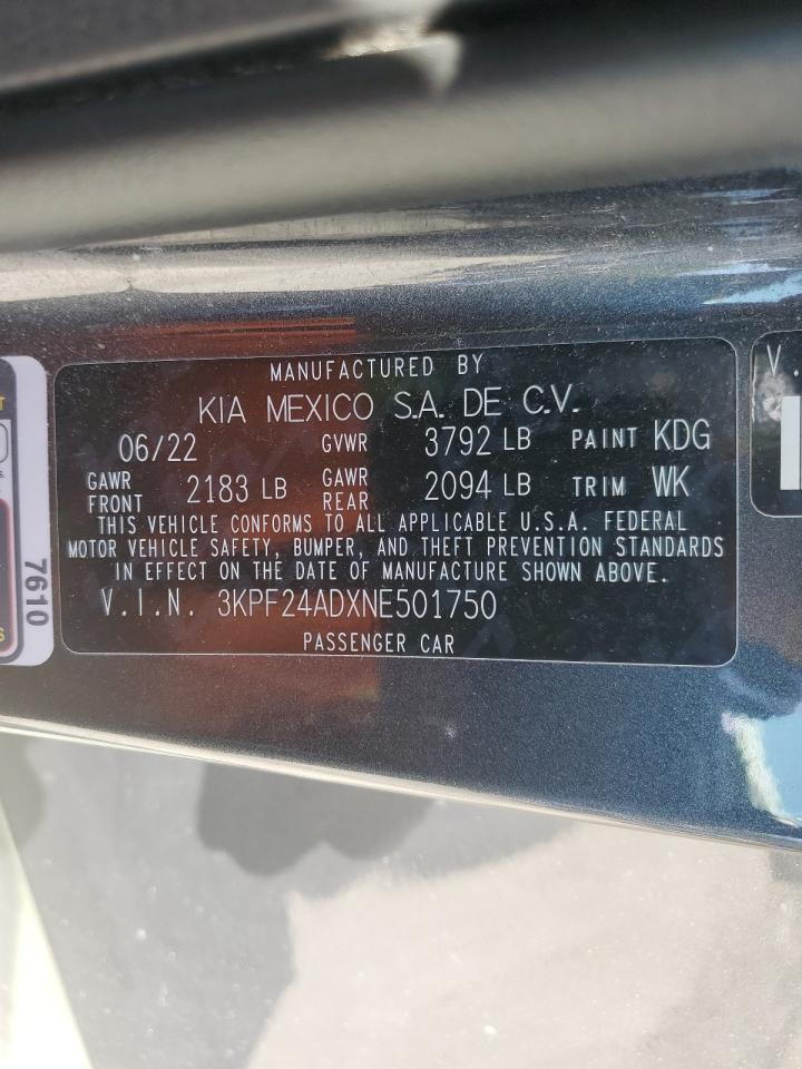 3KPF24ADXNE501750 2022 Kia Forte Fe