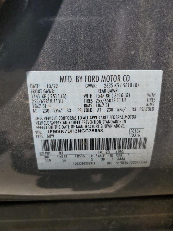 1FMSK7DH3NGC35658 2022 Ford Explorer Xlt