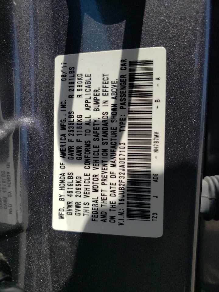 19UUB2F32JA007103 2018 Acura Tlx