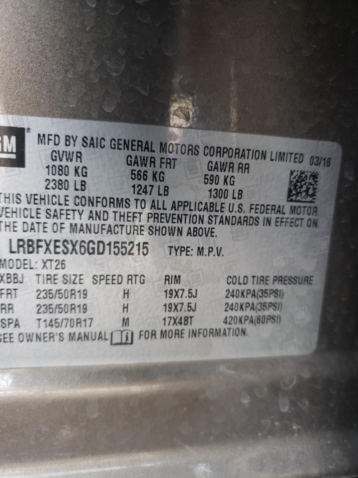 LRBFXESX6GD155215 2016 Buick Envision Premium