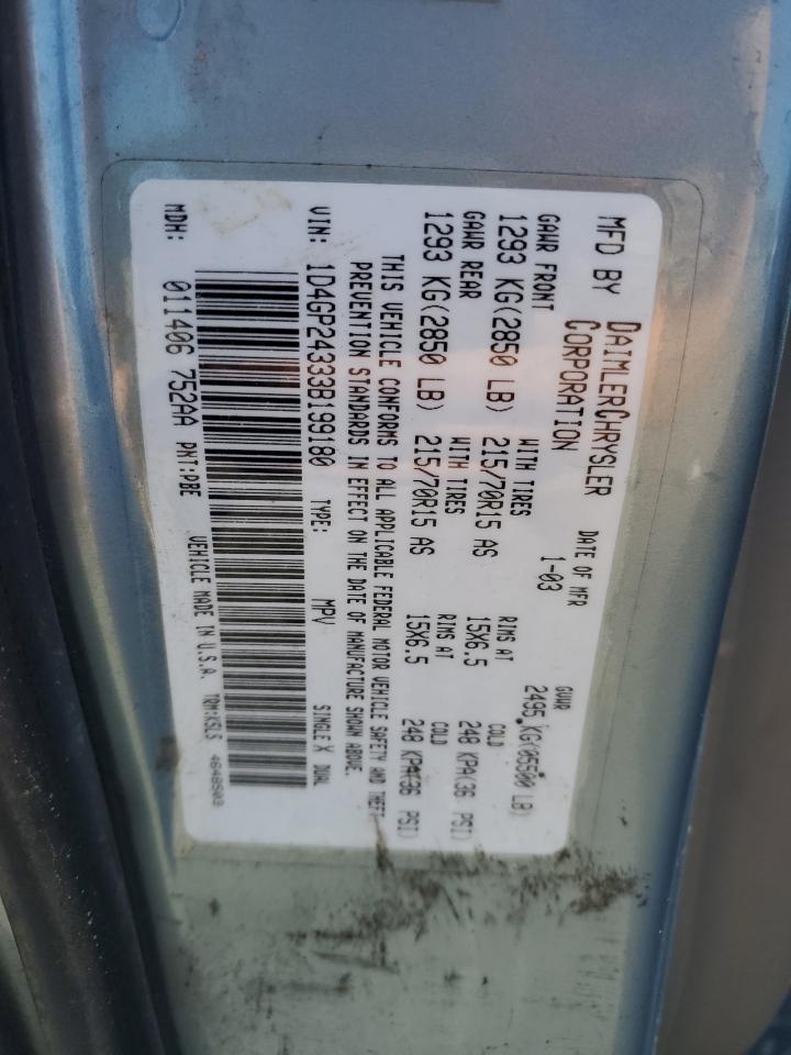 1D4GP24333B199180 2003 Dodge Grand Caravan Se