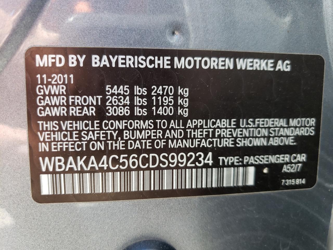 WBAKA4C56CDS99234 2012 BMW 740 I