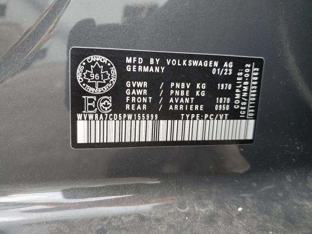 2023 Volkswagen Gti Se VIN: WVWRA7CD5PW155999 Lot: 59638594