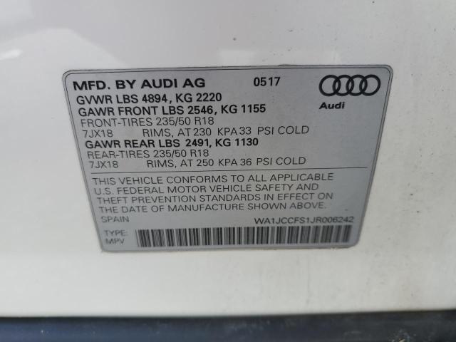 2018 Audi Q3 Premium Plus VIN: WA1JCCFS1JR006242 Lot: 59718054