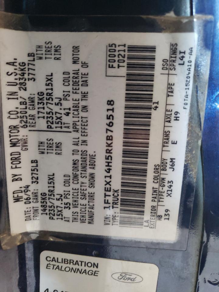 1FTEX14H5RKB76518 1994 Ford F150