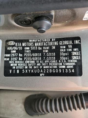 2011 Kia Sorento Ex VIN: 5XYKUDA22BG091354 Lot: 57504864