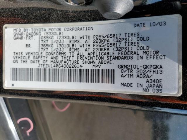 2004 Toyota 4Runner Sr5 VIN: JTEZU14R640022614 Lot: 59291304