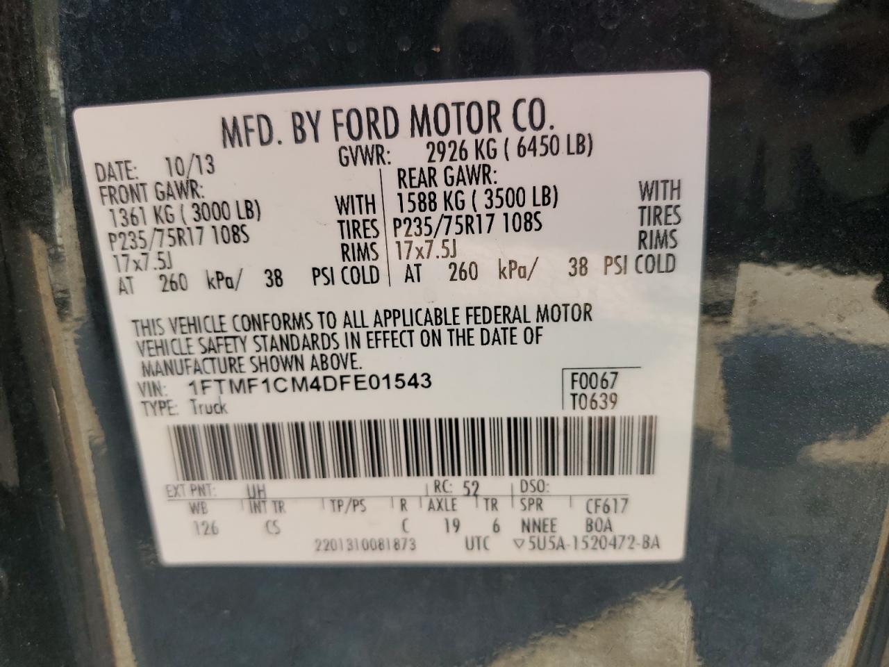 1FTMF1CM4DFE01543 2013 Ford F150