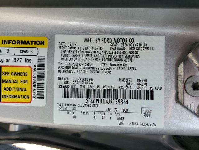 3FA6P0LU4JR169854 2018 FORD FUSION - Image 12