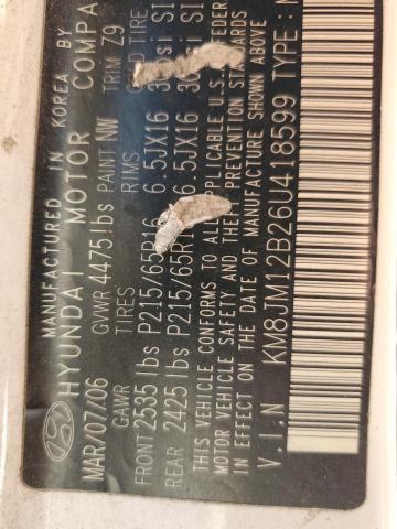 2006 Hyundai Tucson Gl VIN: KM8JM12B26U418599 Lot: 57589324