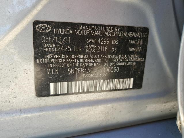 2012 Hyundai Sonata Gls VIN: 5NPEB4ACXCH396560 Lot: 58114124