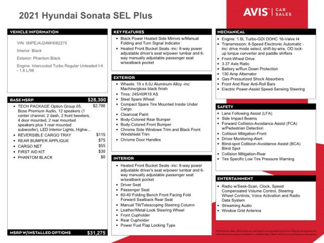 2021 Hyundai Sonata Sel Plus VIN: 5NPEJ4J24MH082270 Lot: 57390154