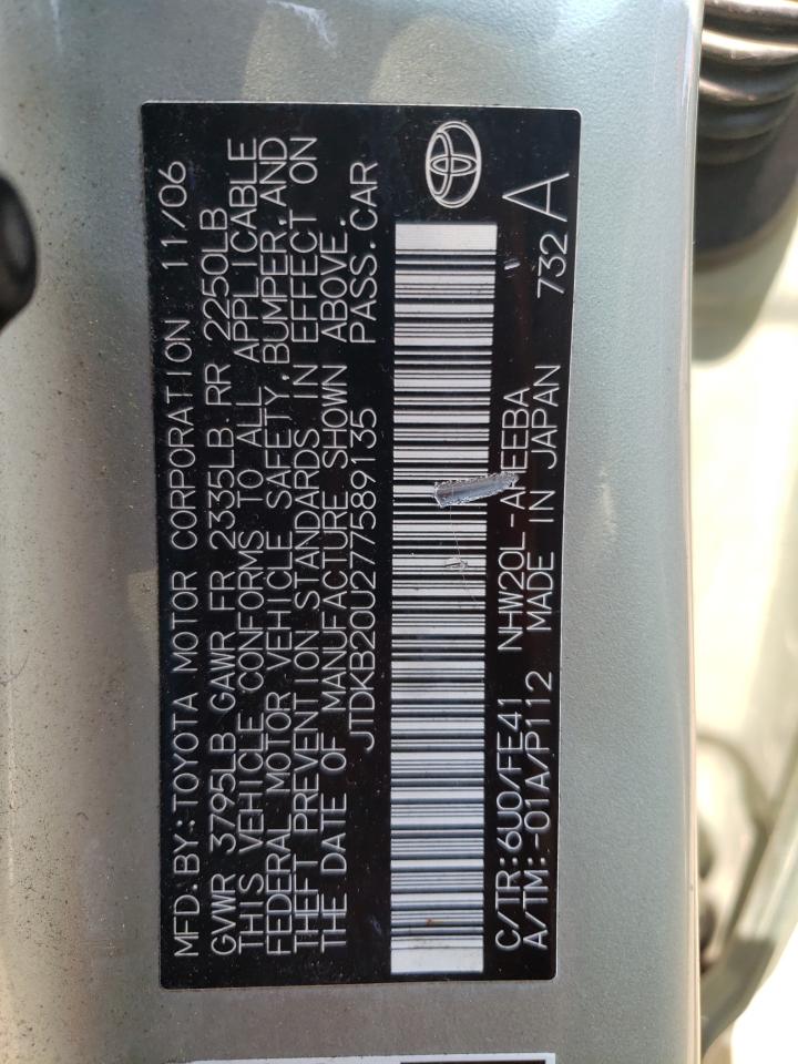 JTDKB20U277589135 2007 Toyota Prius