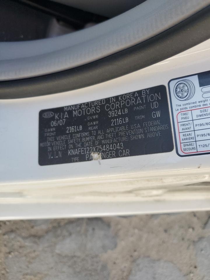 KNAFE122X75484043 2007 Kia Spectra Ex