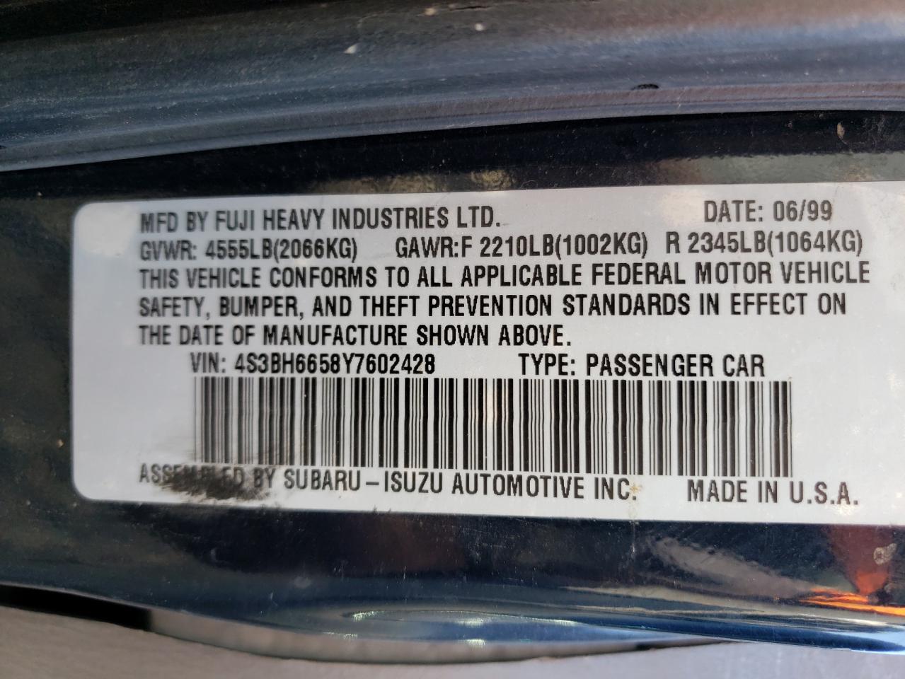 4S3BH6658Y7602428 2000 Subaru Legacy Outback