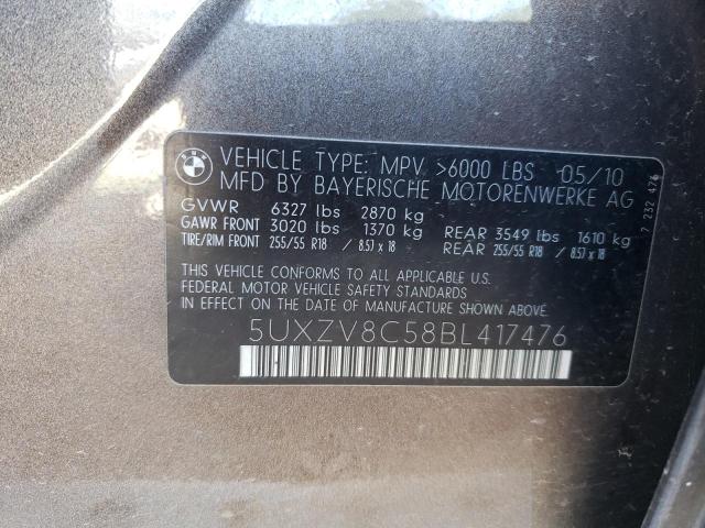 2011 BMW X5 xDrive50I VIN: 5UXZV8C58BL417476 Lot: 60179354