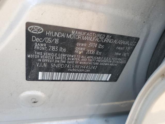 2019 Hyundai Elantra Se VIN: 5NPD74LF8KH445242 Lot: 60375034