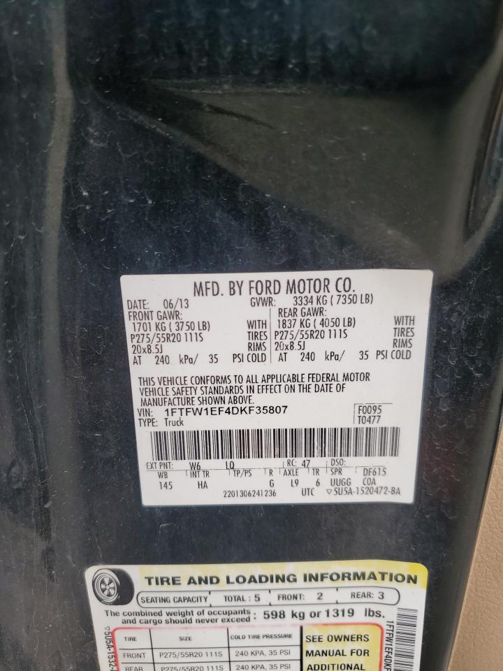 1FTFW1EF4DKF35807 2013 Ford F150 Supercrew