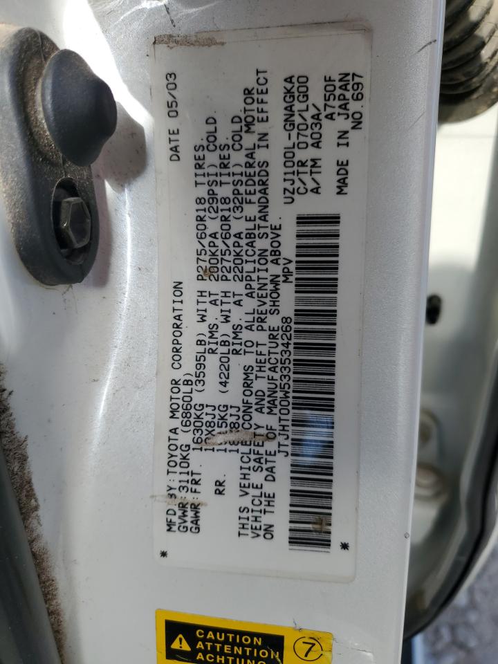 JTJHT00W533534268 2003 Lexus Lx 470