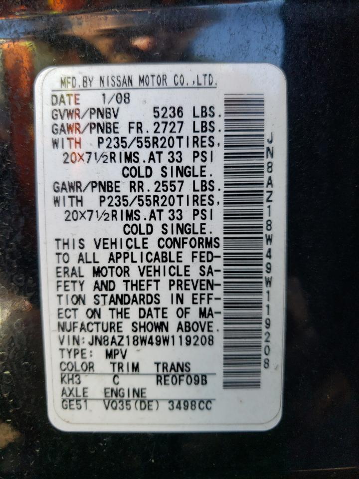 JN8AZ18W49W119208 2009 Nissan Murano S