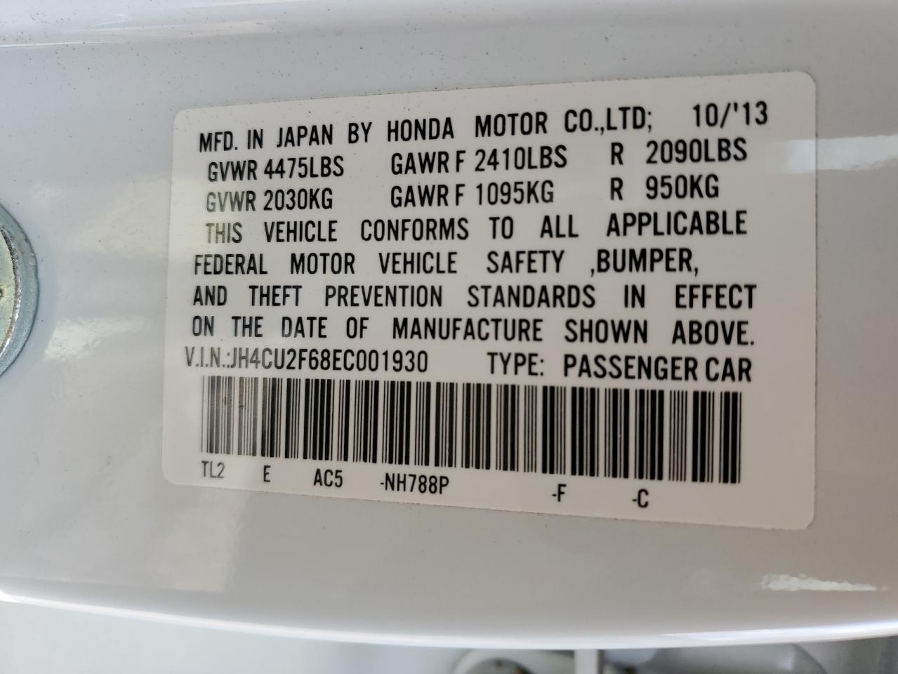 JH4CU2F68EC001930 2014 Acura Tsx Tech