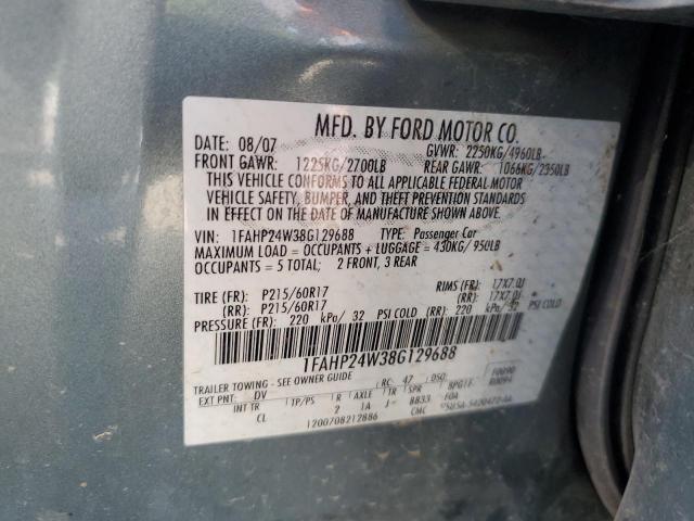 2008 Ford Taurus Sel VIN: 1FAHP24W38G129688 Lot: 57639994