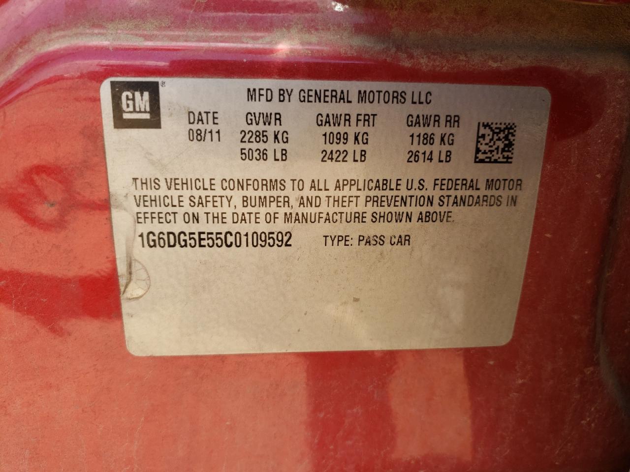 1G6DG5E55C0109592 2012 Cadillac Cts Luxury Collection